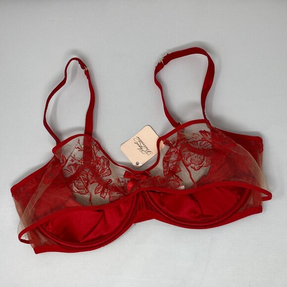 Agent Provocateur Gloria Red Tulle Bra 36DD NWT *DEFECT* - Picture 8 of 13
